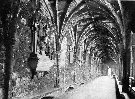 The Cloisters, Westminster Abbey, London. c.1890's.